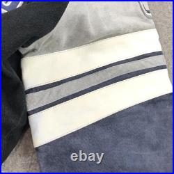 Dallas Cowboys Jacket Mens Medium Black Gray Suede Leather Full Zip Bomber NFL