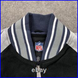Dallas Cowboys Jacket Mens Medium Black Gray Suede Leather Full Zip Bomber NFL