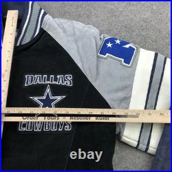 Dallas Cowboys Jacket Mens Medium Black Gray Suede Leather Full Zip Bomber NFL