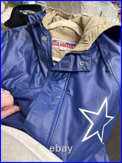 Dallas Cowboys Jacket Mens Medium Blue Hooded NFL Football Rain Parka GameDay