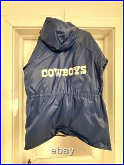 Dallas Cowboys Jacket Mens Medium Blue Hooded NFL Football Rain Parka GameDay