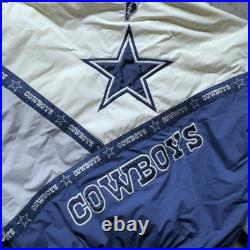 Dallas Cowboys Jacket Puffer Vintage 90s Pro Player Sz L Blue NFL Football Rare
