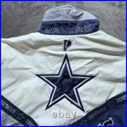 Dallas Cowboys Jacket Puffer Vintage 90s Pro Player Sz L Blue NFL Football Rare