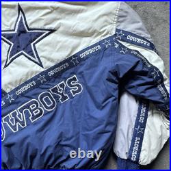 Dallas Cowboys Jacket Puffer Vintage 90s Pro Player Sz L Blue NFL Football Rare