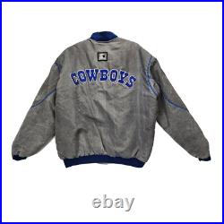 Dallas Cowboys Jacket Silver Satin NFL Football Mens XL Vintage USA FLAWS #674