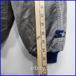 Dallas Cowboys Jacket Silver Satin NFL Football Mens XL Vintage USA FLAWS #674
