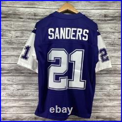 Dallas Cowboys Jersey Men 44 Large Blue Deion Sanders Mitchell & Ness Throwbacks