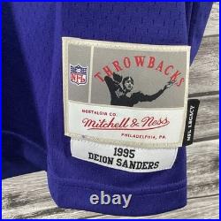 Dallas Cowboys Jersey Men 44 Large Blue Deion Sanders Mitchell & Ness Throwbacks
