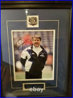 Dallas Cowboys Jimmy Johnson sign wood framed photo