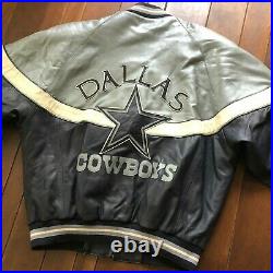 Dallas Cowboys Leather Jacket Mirage Vintage Mens Large Football Fan Texas