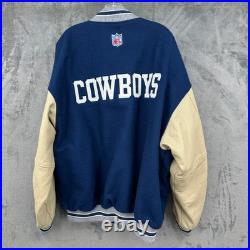 Dallas Cowboys Letterman Varsity Jacket Nike Mens 2XL Leather Wool NFL Vtg 90s