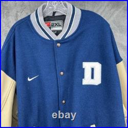 Dallas Cowboys Letterman Varsity Jacket Nike Mens 2XL Leather Wool NFL Vtg 90s