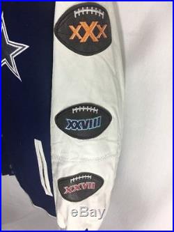 Dallas Cowboys Mens Leather Sleeve Superbowl Patch Size 5XL Coat Jacket