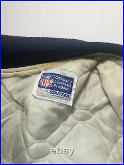 Dallas Cowboys NFL By Starter Vintage Satin Nylon Snap On Navy Jacket Large