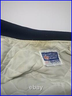 Dallas Cowboys NFL By Starter Vintage Satin Nylon Snap On Navy Jacket Large
