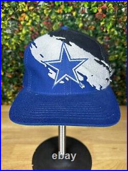 Dallas Cowboys NFL Logo Athletic Splash Wool Blend Snapback Cap Hat Vintage 90's