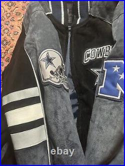 Dallas Cowboys NFL Suede Faux Leather Jacket Mens Large Varsity Coat Embroider M