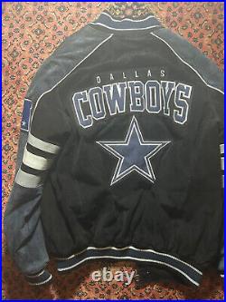 Dallas Cowboys NFL Suede Faux Leather Jacket Mens Large Varsity Coat Embroider M