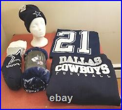 Dallas Cowboys NFL Vintage Blue Deion Sanders #21 2XL Jersey Winter Package