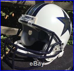 Dallas Cowboys Riddell VSR Full Size Football Helmet White Pearl Custom Chrome