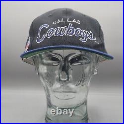 Dallas Cowboys Script Snapback Sports Specialties Black Dome Blue 90s Wool Blend