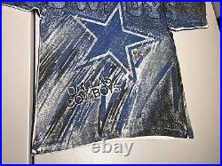 Dallas Cowboys Shirt Men's Large All Over Print AOP Magic Johnson T Vintage 90's