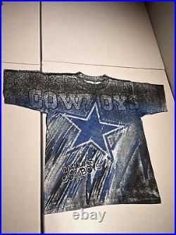 Dallas Cowboys Shirt Men's Large All Over Print AOP Magic Johnson T Vintage 90's