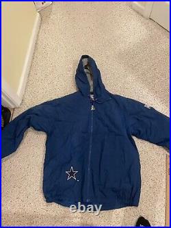 Dallas Cowboys Starter Jacket Men's XL Puffer Hood Blue NWOT