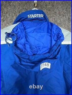 Dallas Cowboys Starter Parka Coat NFL Football Hood Spellout Blue Size L