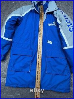 Dallas Cowboys Starter Parka Coat NFL Football Hood Spellout Blue Size L