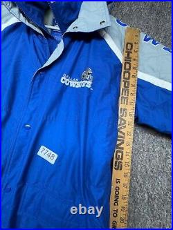Dallas Cowboys Starter Parka Coat NFL Football Hood Spellout Blue Size L