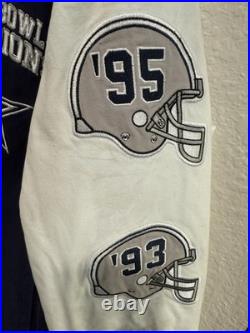 Dallas Cowboys Super Bowl Champs Commemorative Patch Button Jacket Blue Sz Large