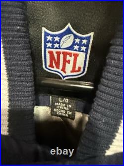 Dallas Cowboys Super Bowl Champs Commemorative Patch Button Jacket Blue Sz Large