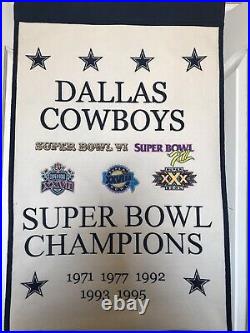 Dallas Cowboys Superbowl pennant banner, large cowboys wool superbowl Champions