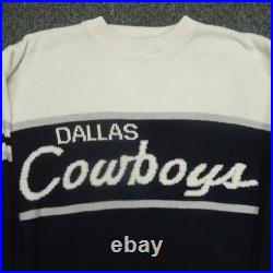 Dallas Cowboys Sweater Men Large Blue White Pro Elite Knit Pullover Crew VTG USA