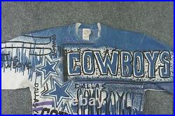 Dallas Cowboys Sweatshirt Mens Large Blue Vintage Magic Johnson Graffiti Graphic