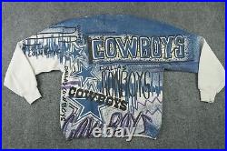 Dallas Cowboys Sweatshirt Mens Large Blue Vintage Magic Johnson Graffiti Graphic