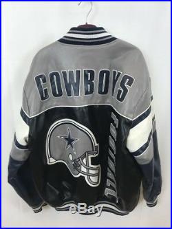 Dallas Cowboys Varsity Jacket NFL Size Large RARE Faux Leather