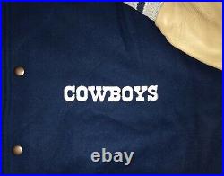 Dallas Cowboys Varsity Jacket Size XL Mens NFL Lined Wool Leather Letterman Gift