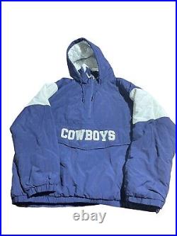 Dallas Cowboys Vinatge Pullover Jacket Large With Hood