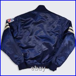 Dallas Cowboys Vintage 80s Starter Satin Bomber Jacket Navy Blue Color Coat