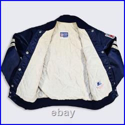 Dallas Cowboys Vintage 80s Starter Satin Bomber Jacket Navy Blue Color Coat