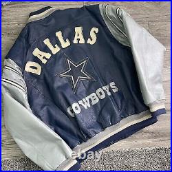 Dallas Cowboys Vintage 90's Leather Bomber Jacket NFL Men's Large Mirage EUC Dallas Cowboys Vintage 90's Leather Bomber Jacket NFL Men's Large Mirage EUC