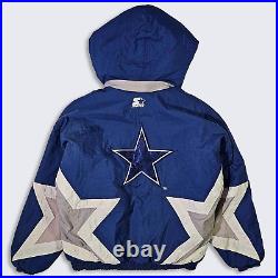 Dallas Cowboys Vintage 90s Starter Hooded Jacket Blue Coat Rare Star Logo