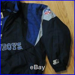Dallas Cowboys Vintage 90s Starter Jacket Black Blue Pullover Big Logo Men Small