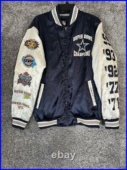 Dallas Cowboys Vintage Super Bowl Champions Patch Varsity Bomber Jacket Men Med