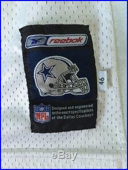 Dallas Cowboys White Jersey Authentic Game Cut Issued Reebok Sz 46