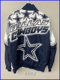 Dallas Cowboys White Varsity Coat NFL Size Large G-III Brand Polyester Worn Once