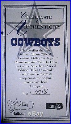 Dallas cowboys Limited Edition commemorative belt buckle superbowl 27