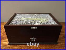 Danbury Mint NFL Dallas Cowboys Football Wood Jewelry Trinket Chest Valet Box